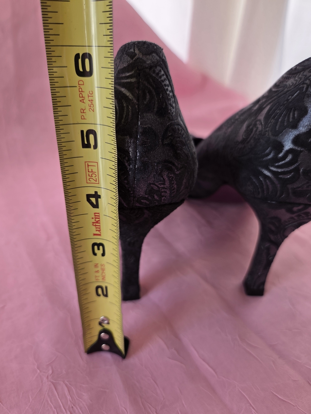 Martinez Valero Black & Grey Velvet Paisley Embossed Pumps Heels Made In Spain 9 - Picture 10 of 16